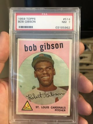 1959 Topps Baseball 514 Bob Gibson PSA 7 RC Rookie St.  Louis Cardinals Centered 3