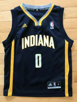 Adidas Indiana Pacers Cj Miles L 0 Navy Blue Jersey Youth Sz S Boys 5 - 6
