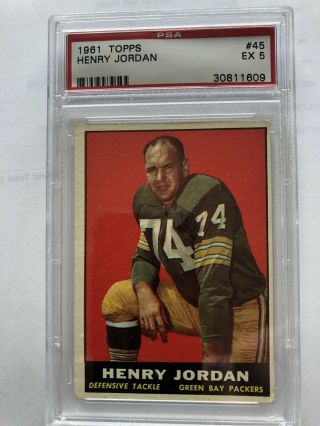 1961 Topps Football Henry Jordan (rookie Card) (hof) Psa 5 Packers