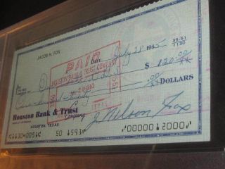 Nellie Fox Chicago White Sox Baseball Hofer Autographed Bank Check Psa Slab