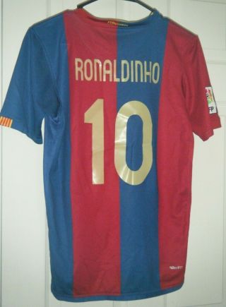 FC Barcelona Nike Jersey Ronaldinho 10 Boys Large NWOT 2