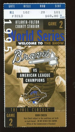 1995 World Series Ticket Stub Cleveland Indians At Atlanta Braves Game 2 Ex