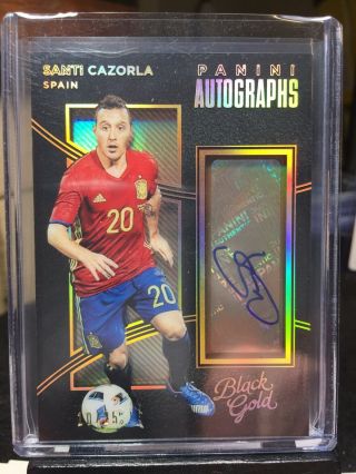 2016 - 17 Black Gold Soccer Santi Cazorla Panini Autograph Gold 10/25 Spain Auto