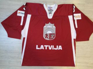 2008 Women TACKLA IIHF Latvia Latvija Game Worn Ice Hockey Jersey Shirt XXL 3 2