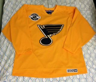 Rare Ccm St Louis Blues Practice Jersey Hockey Nhl Center Ice Yellow Size Large