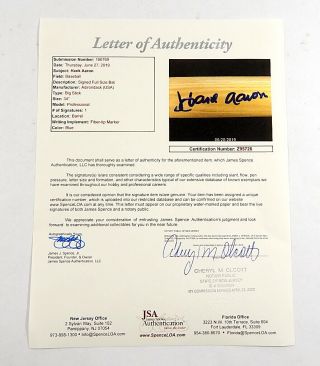 Hank Aaron Signed Full Size Professional Model Baseball Bat JSA LOA 6