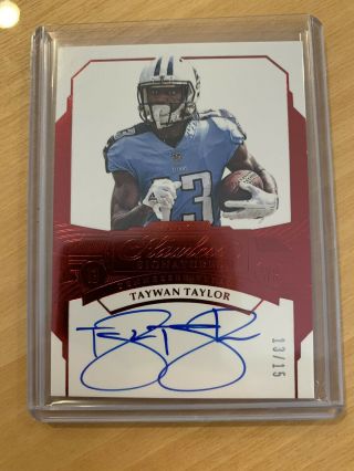 Taywan Taylor Titans Rookie Rc 2017 Panini Flawless Auto Red 13/15
