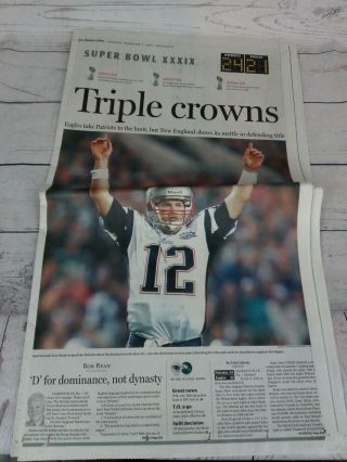 Triple Crowns Boston Globe Newspaper 2005 Patriots Bowl Xxxix 39 Brady