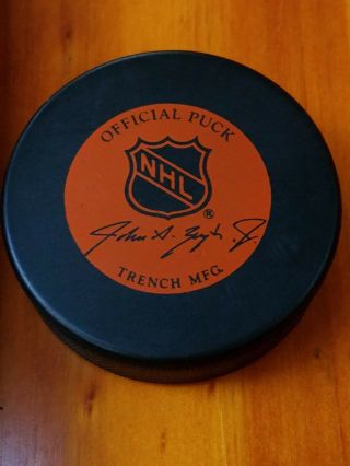 1985 - 87 YORK RANGERS NHL VINTAGE GENERAL TIRE ZIEGLER TRENCH GAME PUCK 2
