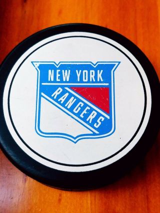 1985 - 87 YORK RANGERS NHL VINTAGE GENERAL TIRE ZIEGLER TRENCH GAME PUCK 4