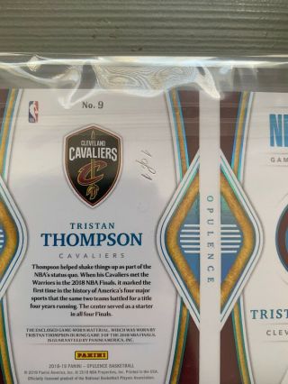 2018 - 19 Panini Opulence Finals Booklet Nike Swoosh Patch Tristan Thompson 1/1 3