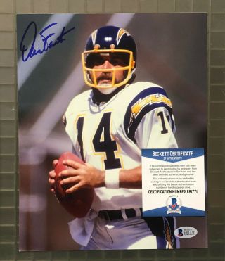 Dan Fouts Signed 8x10 Photo Autographed Auto Beckett Bas Chargers Hof