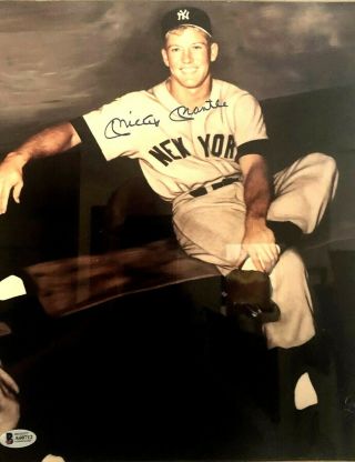 MICKEY MANTLE NY Yankees Signed Autographed Framed Gallo 19x23 Beckett LOA 2