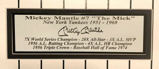 MICKEY MANTLE NY Yankees Signed Autographed Framed Gallo 19x23 Beckett LOA 4