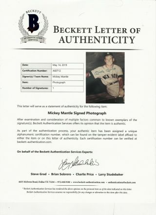 MICKEY MANTLE NY Yankees Signed Autographed Framed Gallo 19x23 Beckett LOA 6