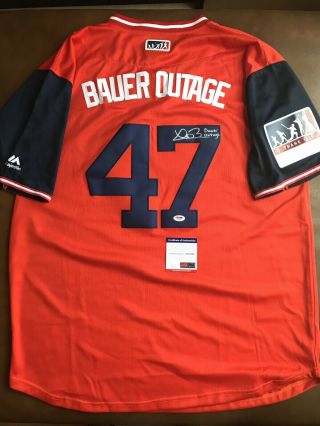 Trevor Bauer Signed Autographed Jersey Cleveland Indians Bauer Outage W/psa
