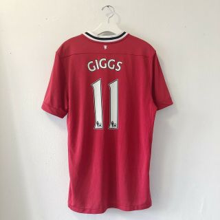 Sz.  L Ryan Giggs 11 Authentic Nike 2011 - 12 Manchester United Home Jersey Aon