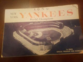 1959 Boston Red Sox Vs York Yankees Program & Scorecard.