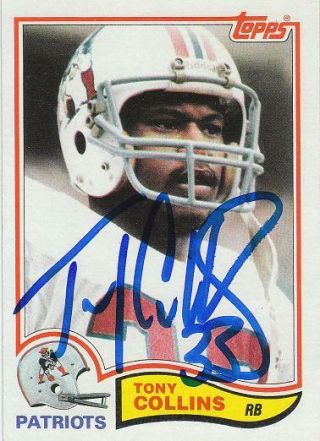 Tony Collins Autographed Signed 1982 Topps Rookie Card England Patriots