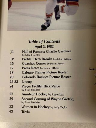 1981 - 82 NHL Colorado Rockies Rocky Hockey Program Calgary Media Guide LAST GAME 3