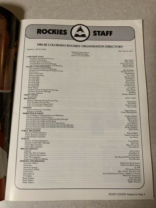 1981 - 82 NHL Colorado Rockies Rocky Hockey Program Calgary Media Guide LAST GAME 5