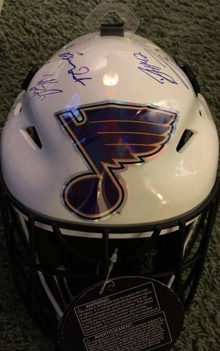 St.  Louis Blues Signed Autographed 2018 - 2019 Team Goalie Mask Proof Stanley Cup