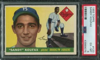 1955 Topps 123 Sandy Koufax Brooklyn Dodgers Rookie Card Psa 6 Ex/mt