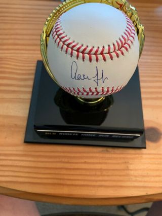 Aaron Judge Autographed Oml Baseball With Fanatics Hologram And Mlb Display Case