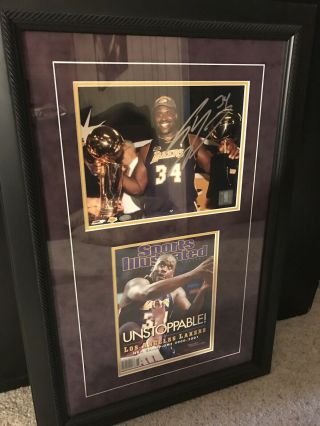 Shaquille O’neal Signed And Framed Photo Los Angeles Lakers Mounted Memories