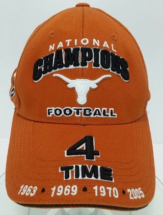 Ut Texas Longhorns 4 Time National Champions 1963 1969 1970 2005 Ncaa Hat Cap