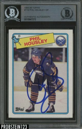 1988 - 89 Topps Hockey 119 Phil Housley Signed Auto Buffalo Sabres Bgs Bas