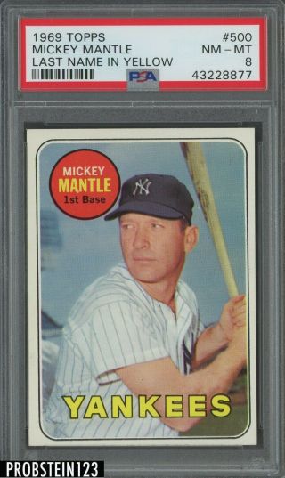 1969 Topps 500 Mickey Mantle York Yankees Hof Psa 8 " Pack Fresh "