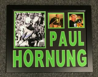 Paul Hornung Signed 8x10 Photo Auto Framed 18x22 Jsa Witnessed Sticker Only Hof