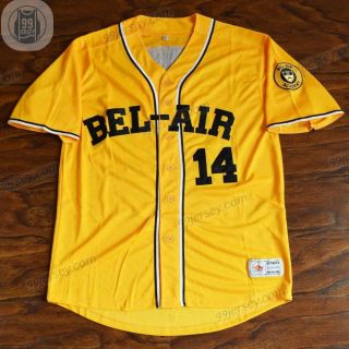 Will Smith 14 Fresh Prince Of Bel - Air Baseball Stitched Jersey Yellow Uniform