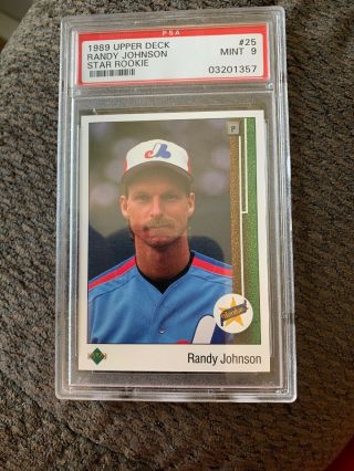 1989 Upper Deck Randy Johnson Montreal Expos 25 Baseball Card Psa 9