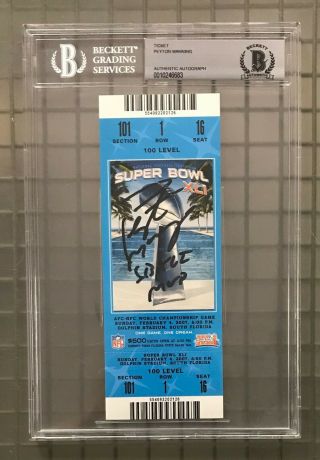 Peyton Manning " Sb Xli " Bowl Ticket Stub Autographed Bgs Bas Auto Colts