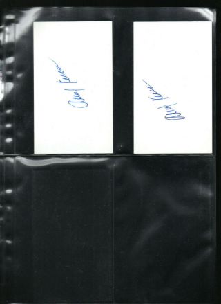 (2) Alex Karras Autographed/signed/auto/hand - Signed Index Card 3x5 B