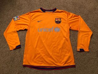 Nike 2006 2007 Orange Fcb Barcelona Lionel Messi 19 Soccer Away Jersey Size M