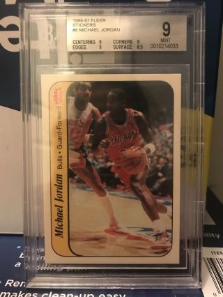 1986 Fleer Sticker Michael Jordan Rookie Card Bgs 9