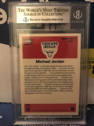 1986 Fleer Sticker Michael Jordan Rookie Card BGS 9 2