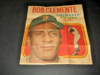 1970 Topps Poster Roberto Clemente - - Pittsburgh Pirates Ex/mt - - Usual Folds
