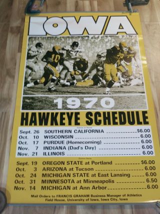 1970 Iowa Hawkeyes Football Schedule Poster