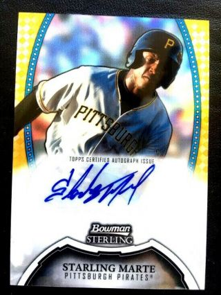 2011 Bowman Sterling Gold Refractor Autograph Starling Marte Rc Auto /50 Pirates