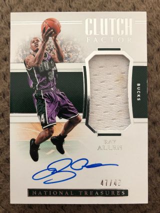 2018 - 19 National Treasures Ray Allen Auto Jersey Patch Clutch Factor D /49