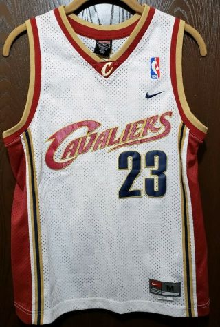 Nike White Lebron James Cleveland Cavaliers Basketball Jersey Youth M Stitched