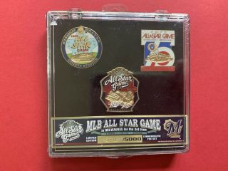 1955,  1975,  2002 Milwaukee All Star Game Commemorative Ltd Edition Pin Set.  670.