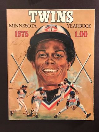 1975 Minnesota Twins Yearbook Hubert H.  Humphrey & Rod Carew Autographs