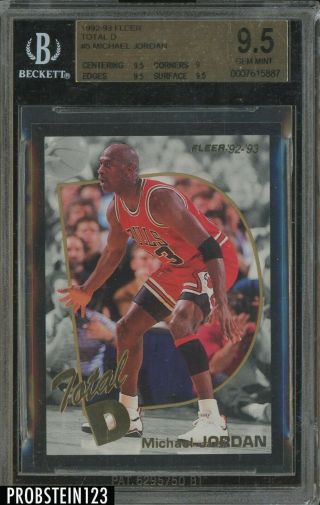 1992 - 93 Fleer Total D 5 Michael Jordan Chicago Bulls Hof Bgs 9.  5