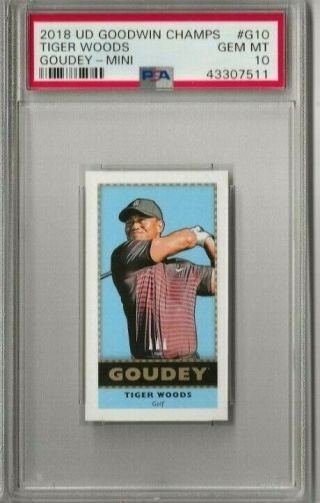 2018 Ud Goodwin Champs Champions Tiger Woods Goudey Mini G10 Psa 10 O40