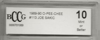 89 - 90 1989 - 90 O - Pee - Chee 113 Joe Sakic Rookie BCCG 10,  Quebec Nordiques 2